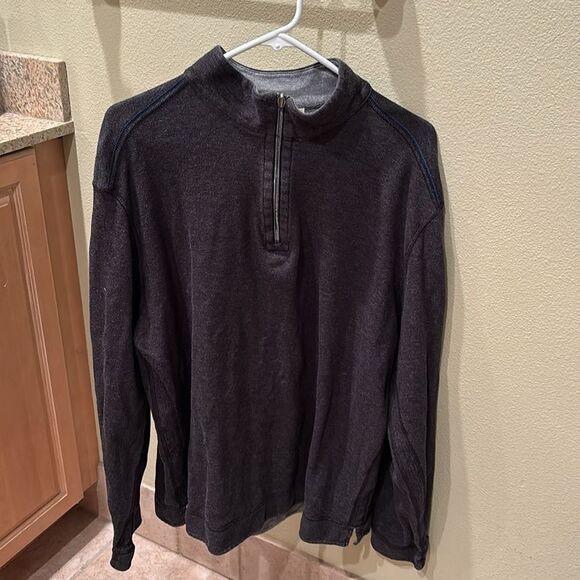 Tommy Bahamas men's grey zip pullover - Picture 2 of 6